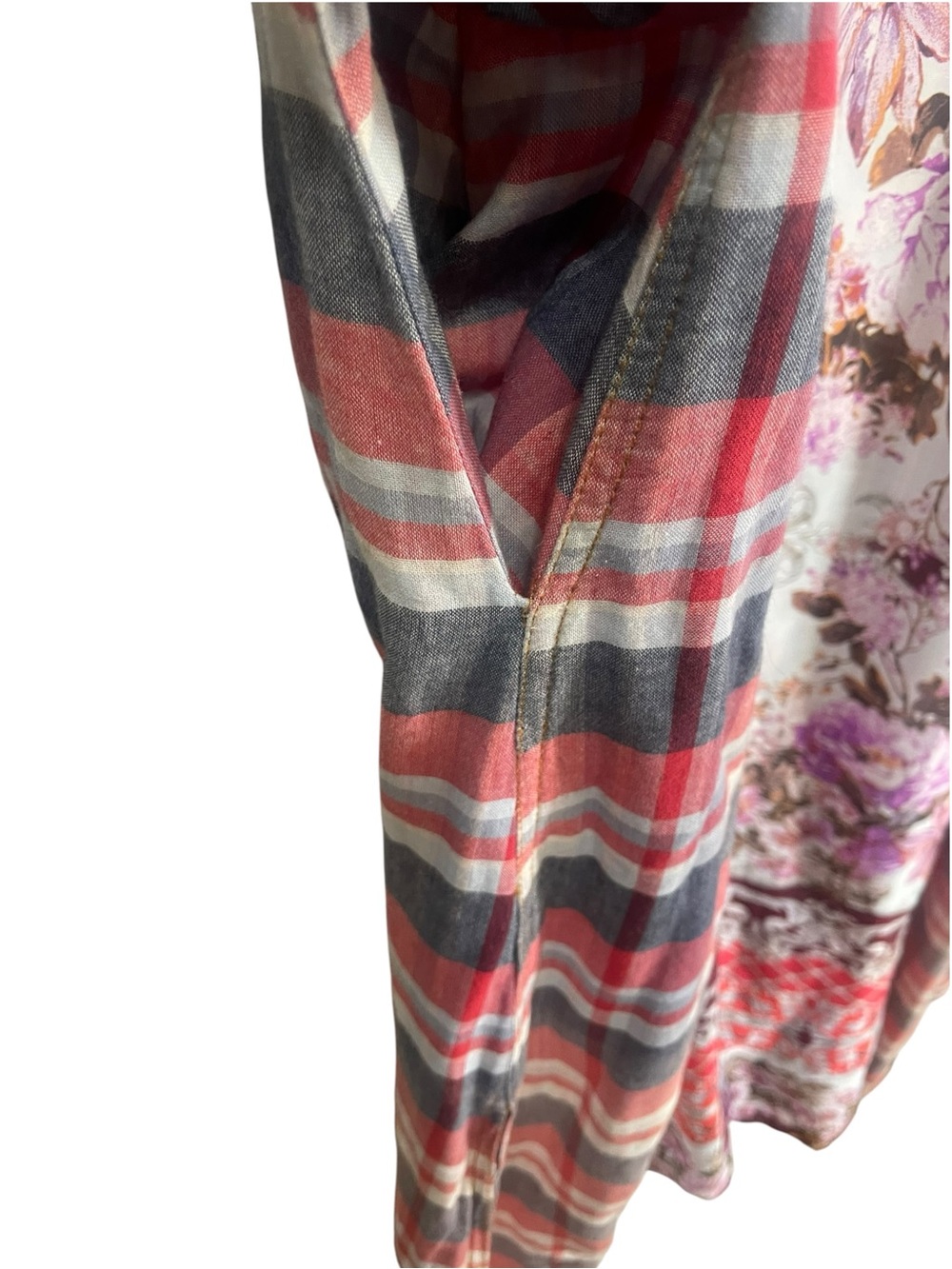 Aratta Silent Journey mixed media plaid floral maxi dress/duster boho western XL - Picture 16 of 16